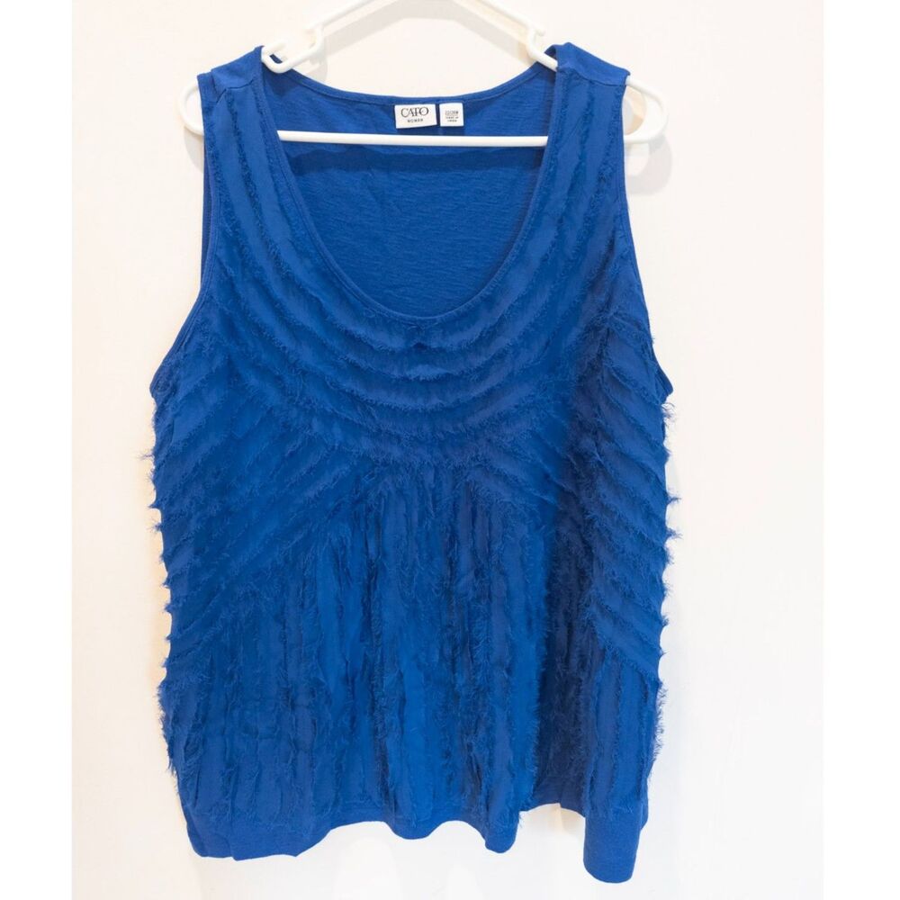Cato women's royal blue ruffle front sleeveless blouse size 22/24W